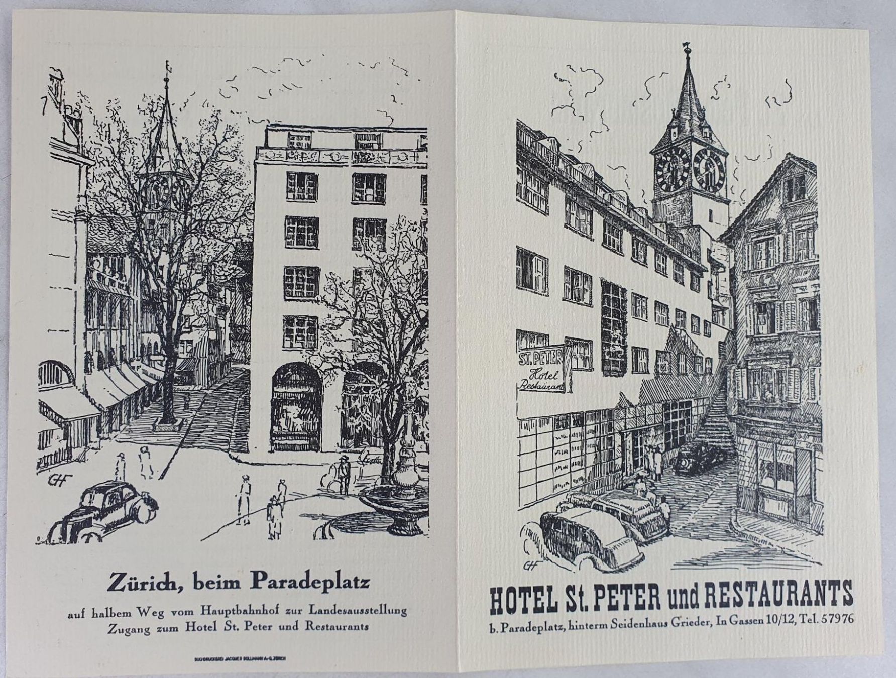 Documenti: Zürich, Werbebroschüre Hotel St. Peter,  1939 – Usato da Fislisbach venduto da Zigzag12