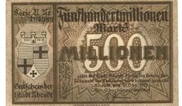 Rheydt 500 Mil.Mark Serie N Druck braun 12.10.1923 VZ+-VZ++