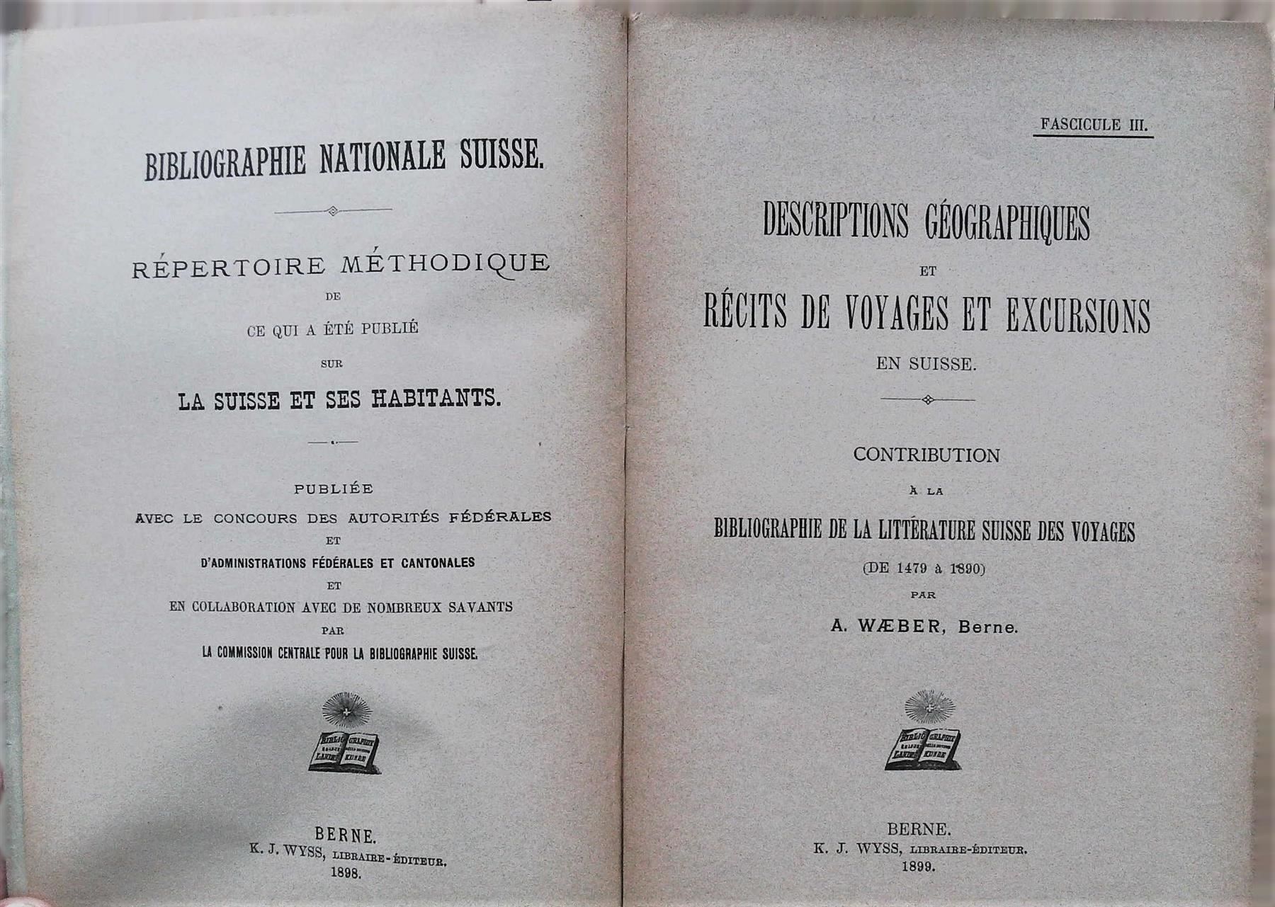 Bücher: Waeber Verzeichnis der Schweizer Reiseliteratur 1899 – Gebraucht aus Rafz von booksell 1