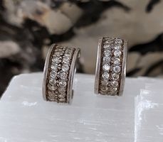 GLITZER HALB CREOLE OHRRINGE 925 SILBER