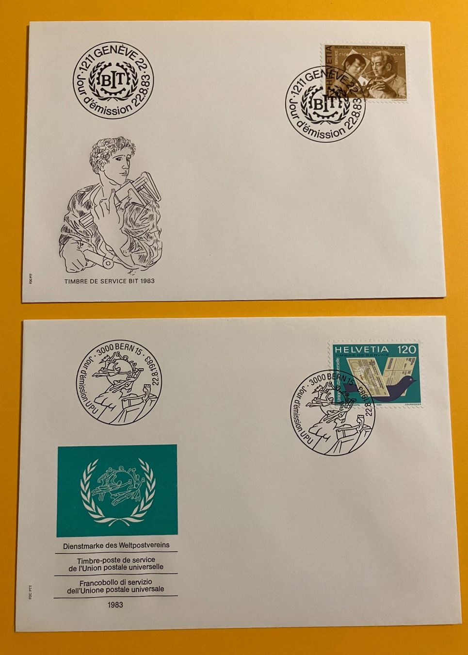 Tutti i francobolli: 2x FDC Dienstmarken 1983 – Usato da Aarau venduto da luck123