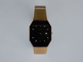 Elegante Herrenarmbanduhr SARO Goldplattiert mit Datum