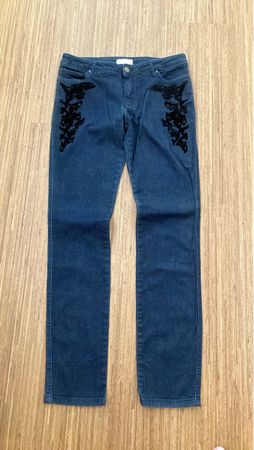 Damen Jeans mit Stickerei Grösse 36 dunkelblau