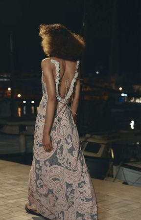 Kleid mit Paisley-Print, Viskose, Rüschenbesatz