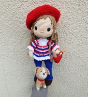 Amigurumi Puppe    Mädchien mit Hund OOAK Kinderzimmerdekor