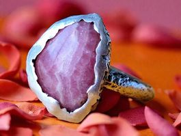 Statement-Ring Silber mit Rhodochrosit, Grösse 56