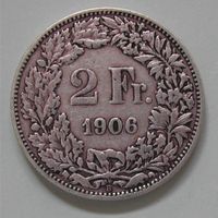 099 MZ, CH 2 FRANKEN 1906 B, SILBER, -ss