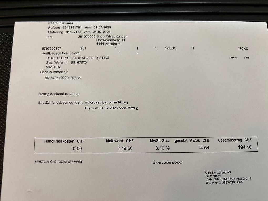 Tutti gli attrezzi: Würth Heissleimpistole HKP 300-E – Usato da Zürich venduto da SW1979 2