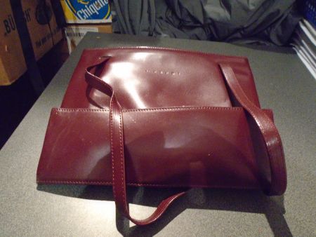 Tasche L Credi, braun Ton, Knopf, gebrauchsspuren