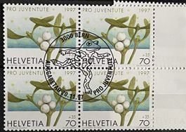 Pro Juventute 1997 Briefmarken mit Mistel & Frosch, 1. Tag B