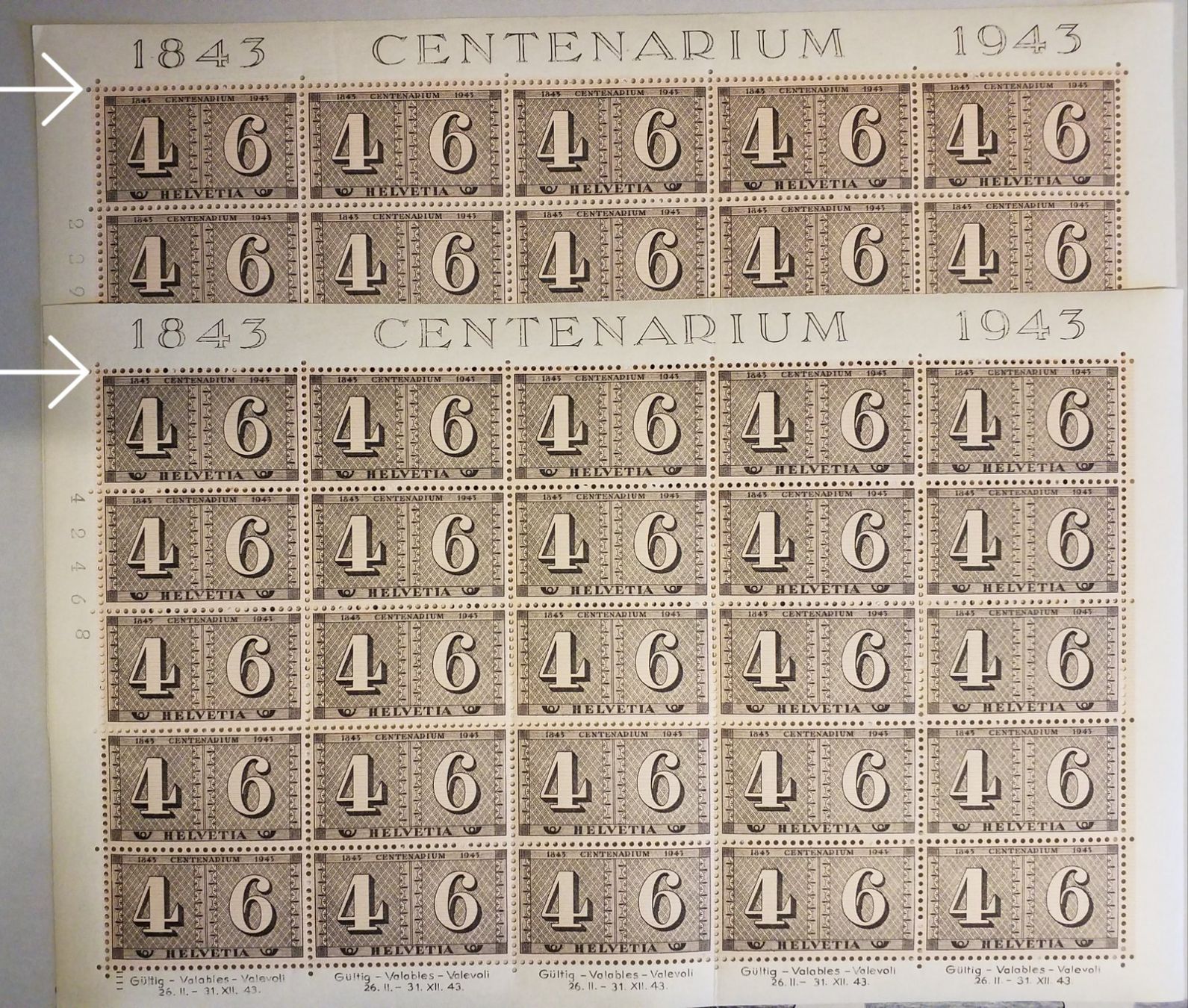Tous les timbres: 2x, 258 im Bogen mit Abart postfrisch Kt. 100.-++ – Neuf (Voir description) à Baden par Eggi 2