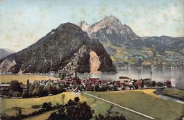 Stansstad und der Pilatus, gel. 1909, Dampfschiff-Restaurati