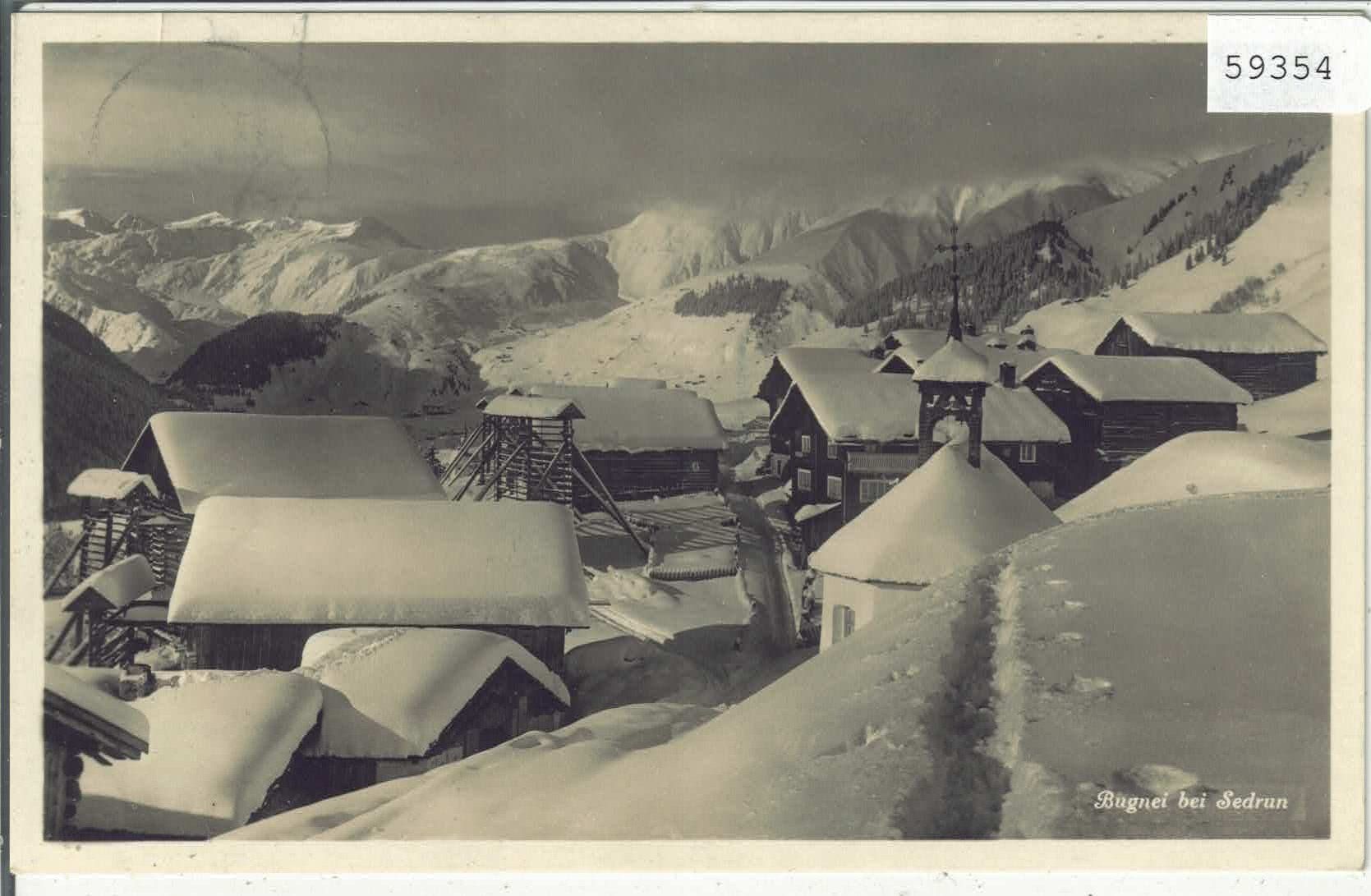 Ansichtskarten: Bugnei bei Sedrun im Winter – Gebraucht aus Ettingen von Kartenplanet