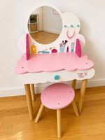 Coiffeuse Janod enfant avec miroir et tabouret