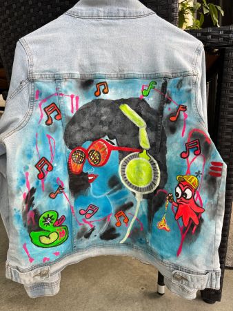 Unikat Jeans Jacke Hand bemalt Grösse M