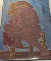Hans Erni Original „ Mutter und Kind auf Schemel“, 1964