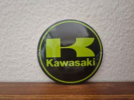 Emailschild Kawasaki Motorrad Werkstatt Logo Emaille Schild
