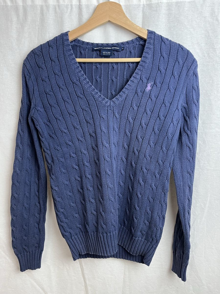 Ralph Lauren Pulls & Sweat-shirts: Pull Ralph Lauren V-neck bleu foncé  – D'occasion à Les Avanchets par lunedeneige.shop