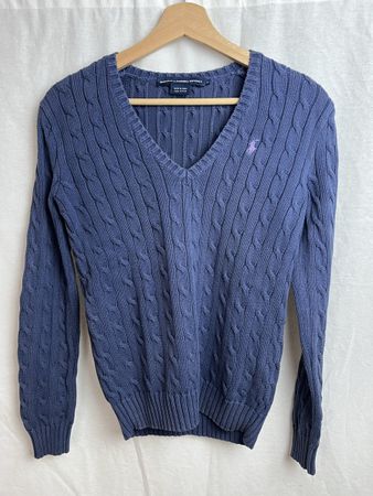 Pull Ralph Lauren V-neck bleu foncé 