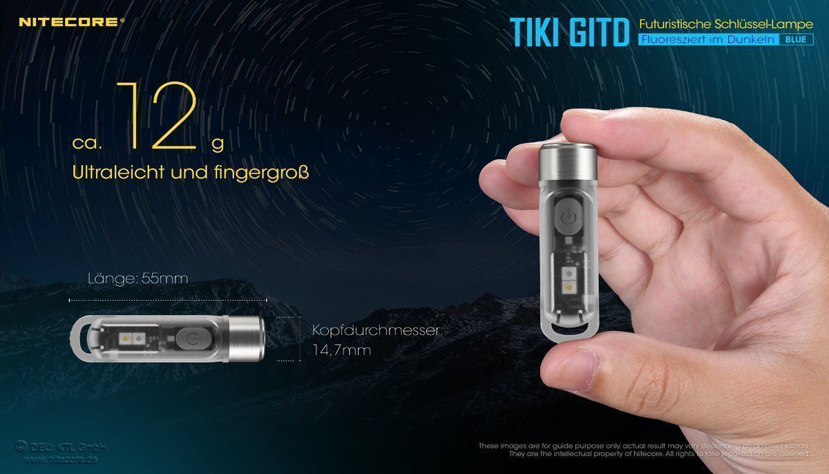 NiteCore Lampen: Nitecore TIKI GITD Blue-Glow in the dark – Neu und originalverpackt aus Grüningen von Prolumin 2