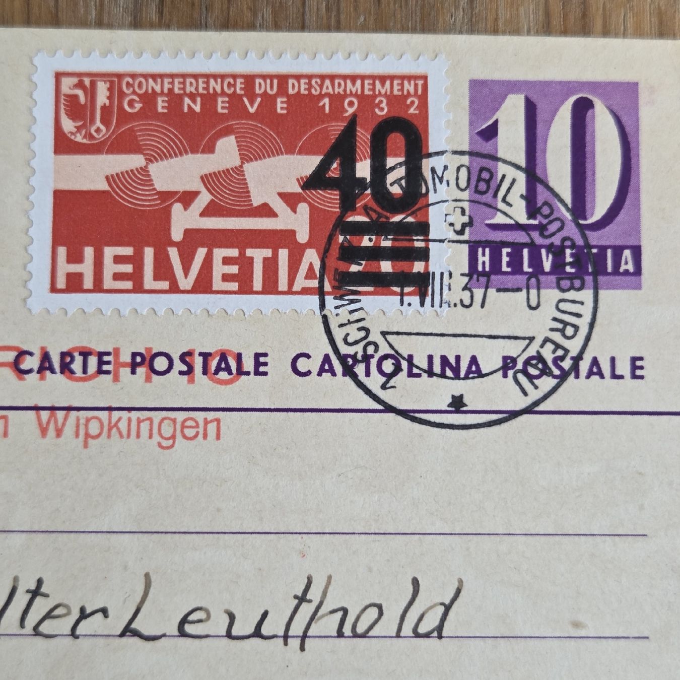 Alle Briefmarken: Postkarte Flugpost 1937 – Gebraucht aus Stans von Ducati16 2