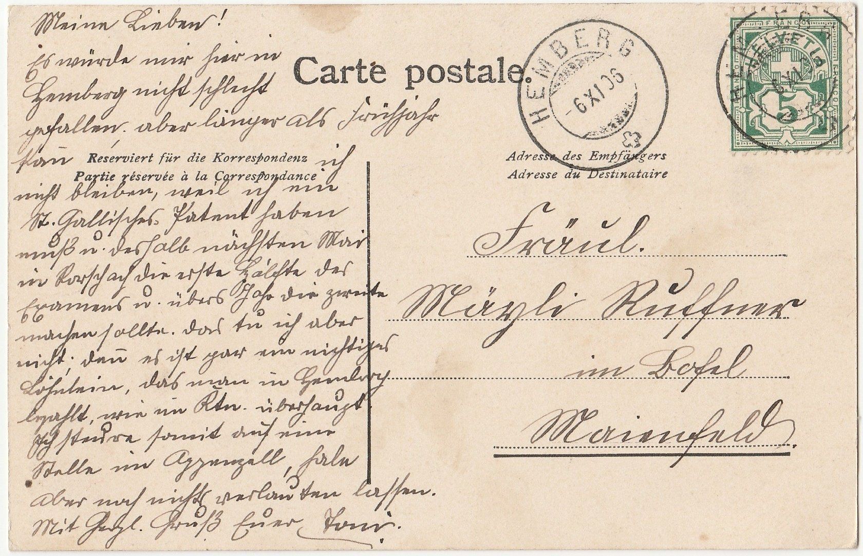 Cartoline postali: Hemberg (eher selten - 1906) – Usato da Fällanden venduto da Blausegelfliege 1