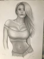 Dessin pin-up ultra sexy, comme neuf, signé