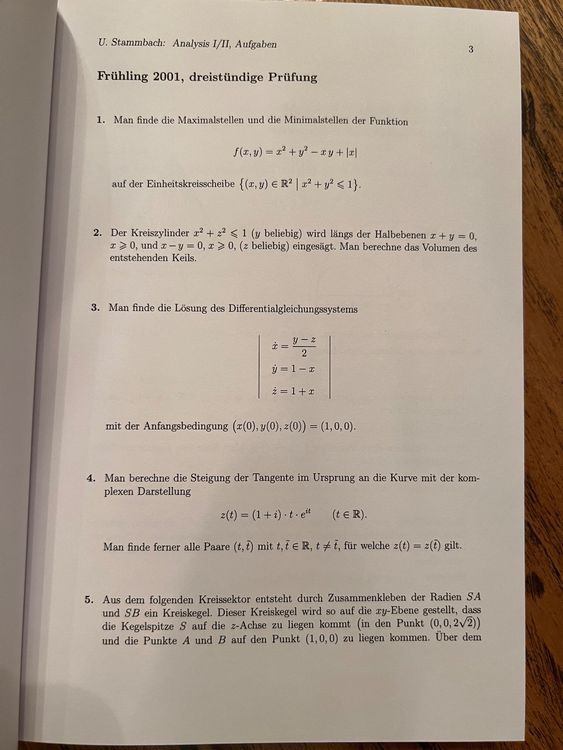 Bücher: Analysis I/II U.Stammbach ETH, Aufgabensammlung – Neu (gemäss Beschreibung) aus Veltheim AG von kronecker 3