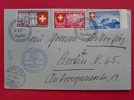 1939: ZIERBRIEF LANDI +Ballonpost, mit Nr.219-221, sauber.