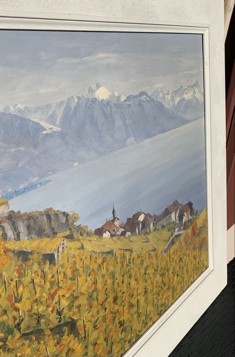 Tableaux: Tableau ancien A. Duplain, Lac Léman Rivaz – D'occasion à VEVEY par Nath66 5