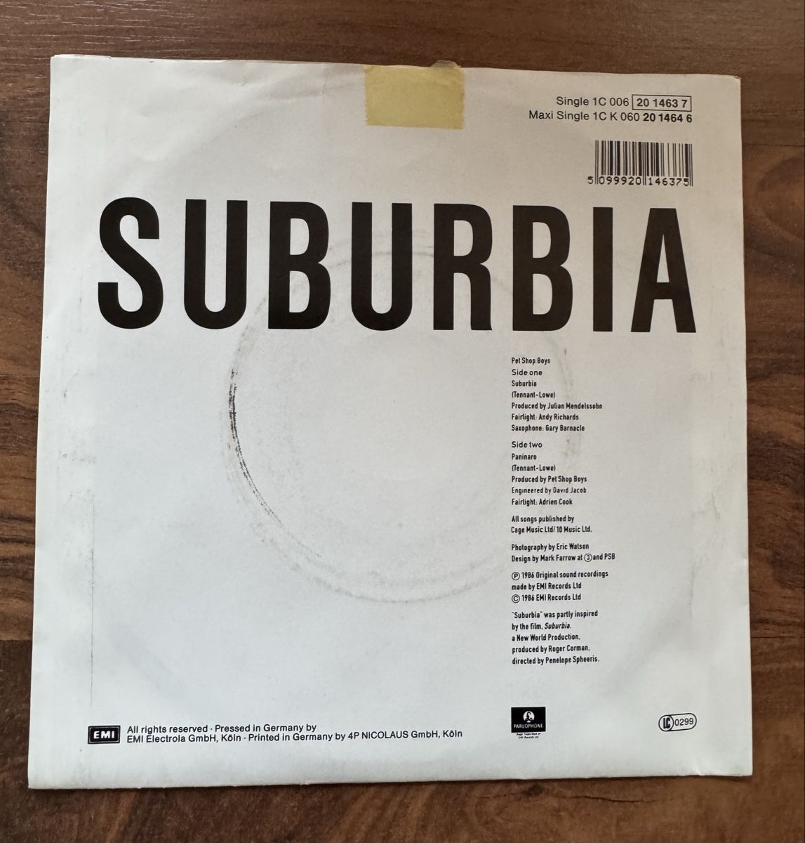 Schallplatten: Pet Shop Boys - Suburbia - 7" Single - 80s – Gebraucht aus Rorbas von BlackstarRecords 1