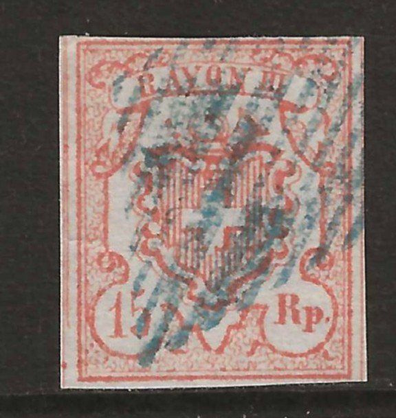 Alle Briefmarken: 1852 : Rayon Nr. 20 - blaue Raute – Gebraucht aus Gümligen von Geniusbuy