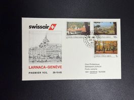 Swissair Erstflugbrief Larnaca-Genf 1985