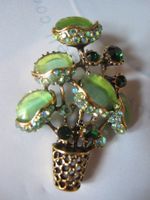 Wunderschöne Brosche Blumenstrauss Grün/Gold – Eyecatcher!