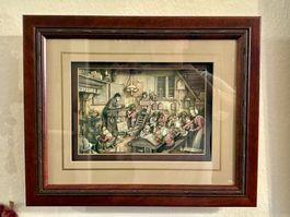 Bild gerahmt detailreich Schulklasse datiert Anton Pieck ...