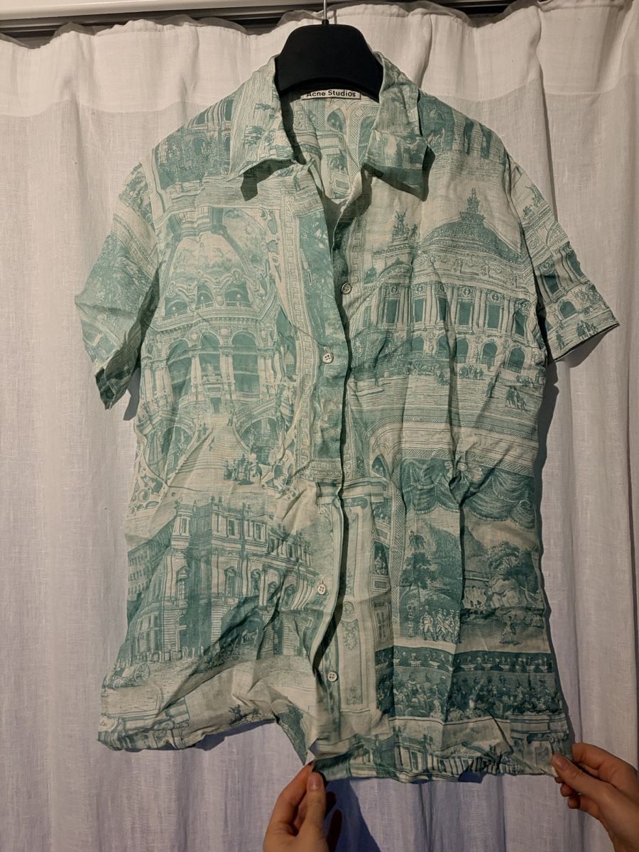 Camicette: Acne Studios Shirt Linen Green Pattern Like New Condition – Usato da Zürich venduto da Michelleanca