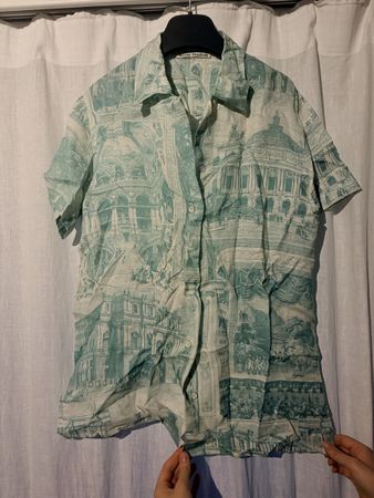 Acne Studios Shirt Linen Green Pattern Like New Condition