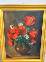 55.5x69.5hoch/Rücker/Ölgemälde Mohnblumen Gänseblümchen Krug