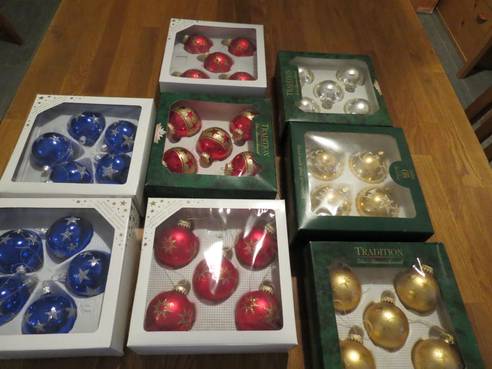8 Schachteln Christbaumkugeln Mundgeblasen, Handbemalt Kaufen auf Ricardo