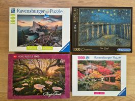 4x 1000 Teile Puzzle, gebraucht, Top-Zustand