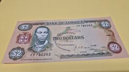 Jamaika 2 Dollar Note, 1.1.90, Top Rarität!
