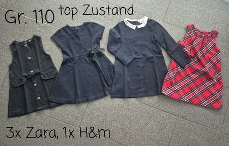 4 Kleider Gr. 110, top Zustand, 3x Zara, 1 H&M