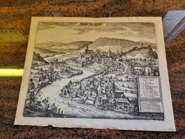 Stadtansicht Baden im Aargau, Kupferstich, antik, selten!