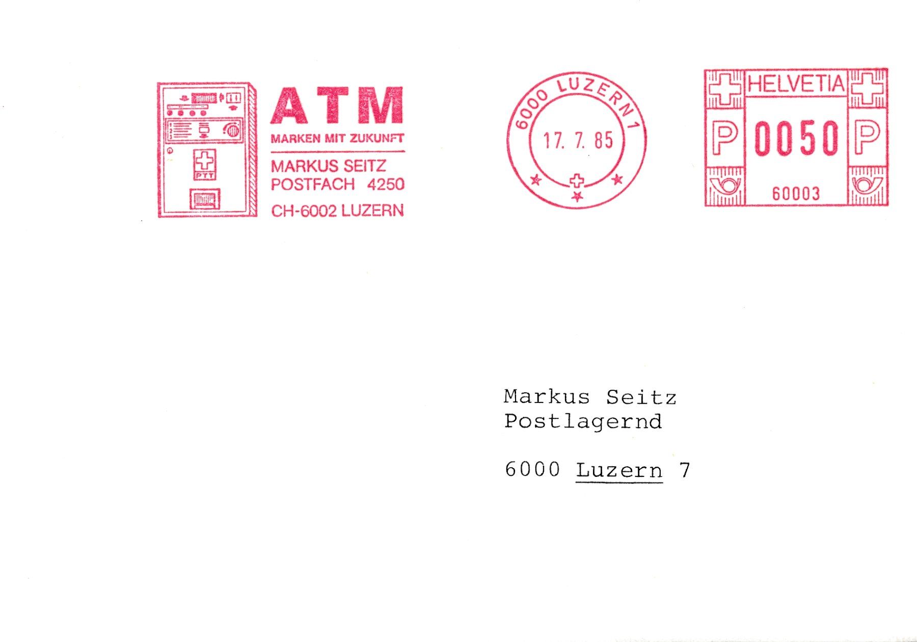 Alle Briefmarken: Firmenfreistempel mit ATM-Bezug – Neu (gemäss Beschreibung) aus Luzern von atms