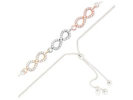 6-30cm Infinity Armband Silber 925 mit Zirkonias tricolor