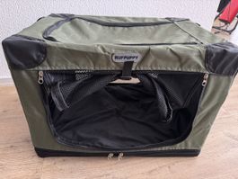 Hundetransportbox Rufpuppy grün klappbar gebrauchter Zustand