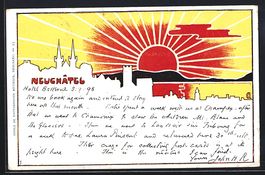 Litho Neuchatel, Silhouette der Ortschaf