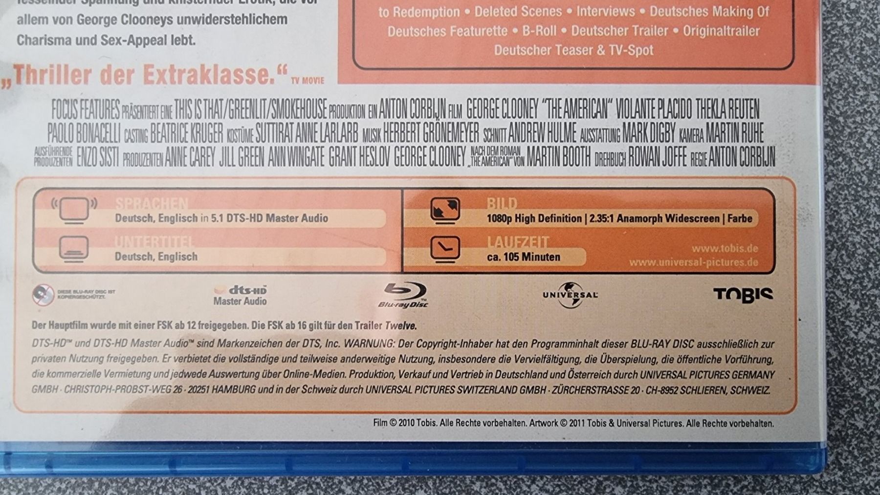 Tutti i DVDs: Blu Ray - The American / George Clooney – Usato da Oetwil am See venduto da fineli2 1