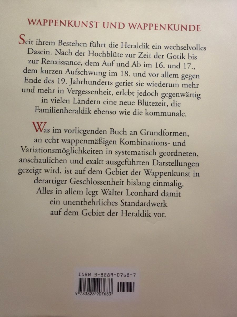 Libri: Das Grosse Buch der Wappenkunst / Walter Leonhard  – Usato da Sumiswald venduto da Katja-Yves 1