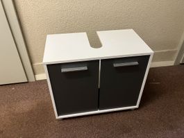 Waschbeckenunterschrank mit 2 Türen weiss/grau